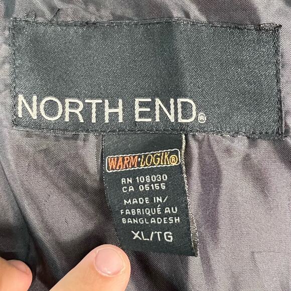 Heavy duty black North End zip up hoodie winter jacket with pockets - Picture 3 of 14